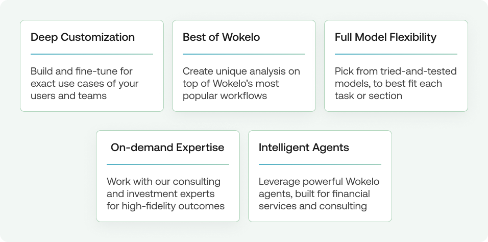 Key features and benefit of Wokelo's agentic workflow builder